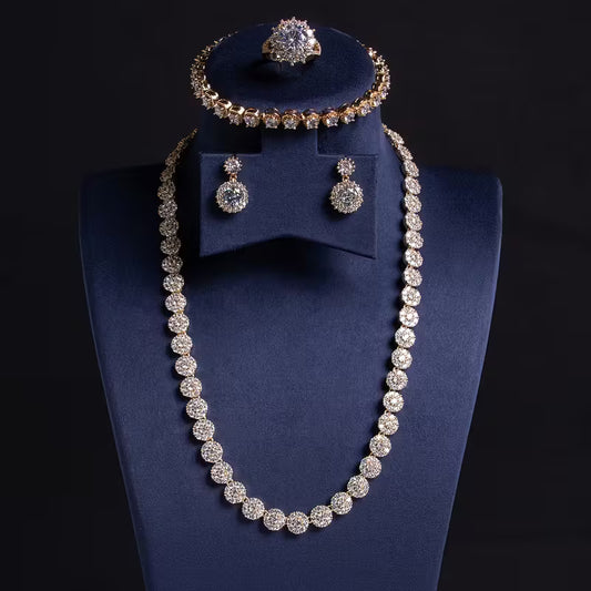 Radiant Round-Cut Crystal Jewelry Set